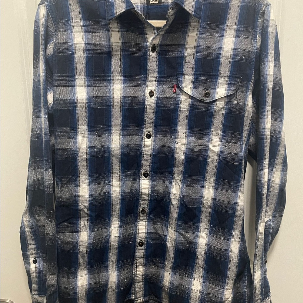 Levi's Blue Casual Button Down Shirt with Shadow Plaid